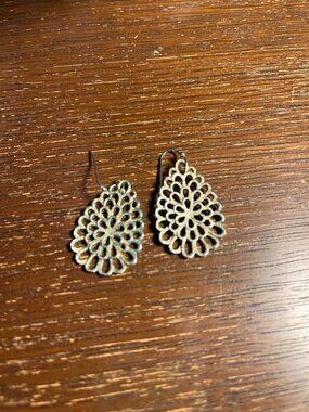 Silver Toned Filigree Dangle Earrings
